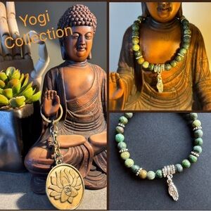 Green Jade, Yogi Collection, Genuine Stone & Silver Hand Charm
